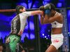 Alida Gray punching Angela Hill at Invicta FC 15 Weigh-In by Scott Hirano