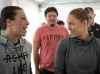 Joanna Jedrzejczyk and Ronda Rousey at UFC 193 Open Workouts from UFC Facebook