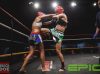 Amanda Thomson kneeing Sim Sehmi at Epic 17 by Brock Doe Fight Photography