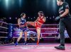 Yolanda Schmidt kicking Natalie Morgan at World Muay Thai Angels Semi-Finals
