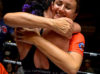 Katie Zetolofsky and Julie Kitchen hug at Enfusion Contenders Documentary Fight Night 4th July